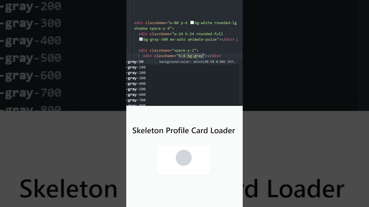 Skeleton Profile Card Loader with Tailwind #code #coding #web #html #css #tailwindcss #javascript