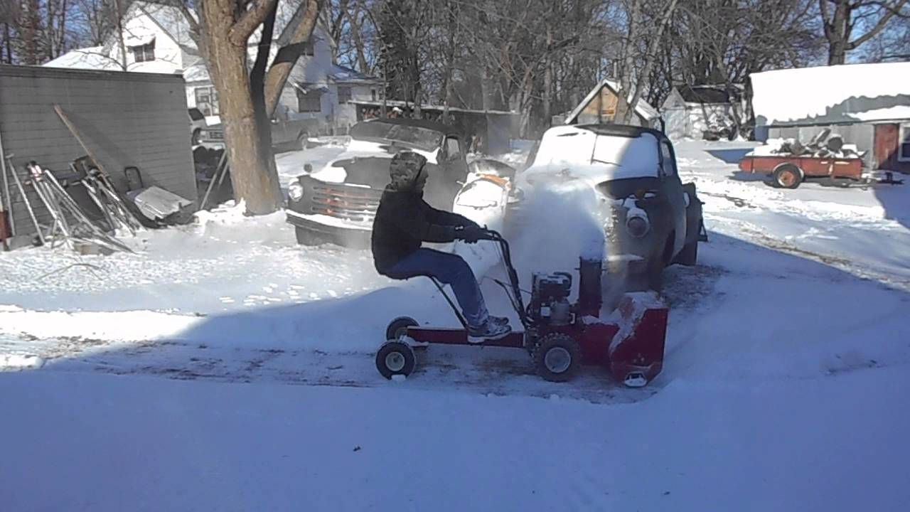 Rideable homemade self propelled snow blower