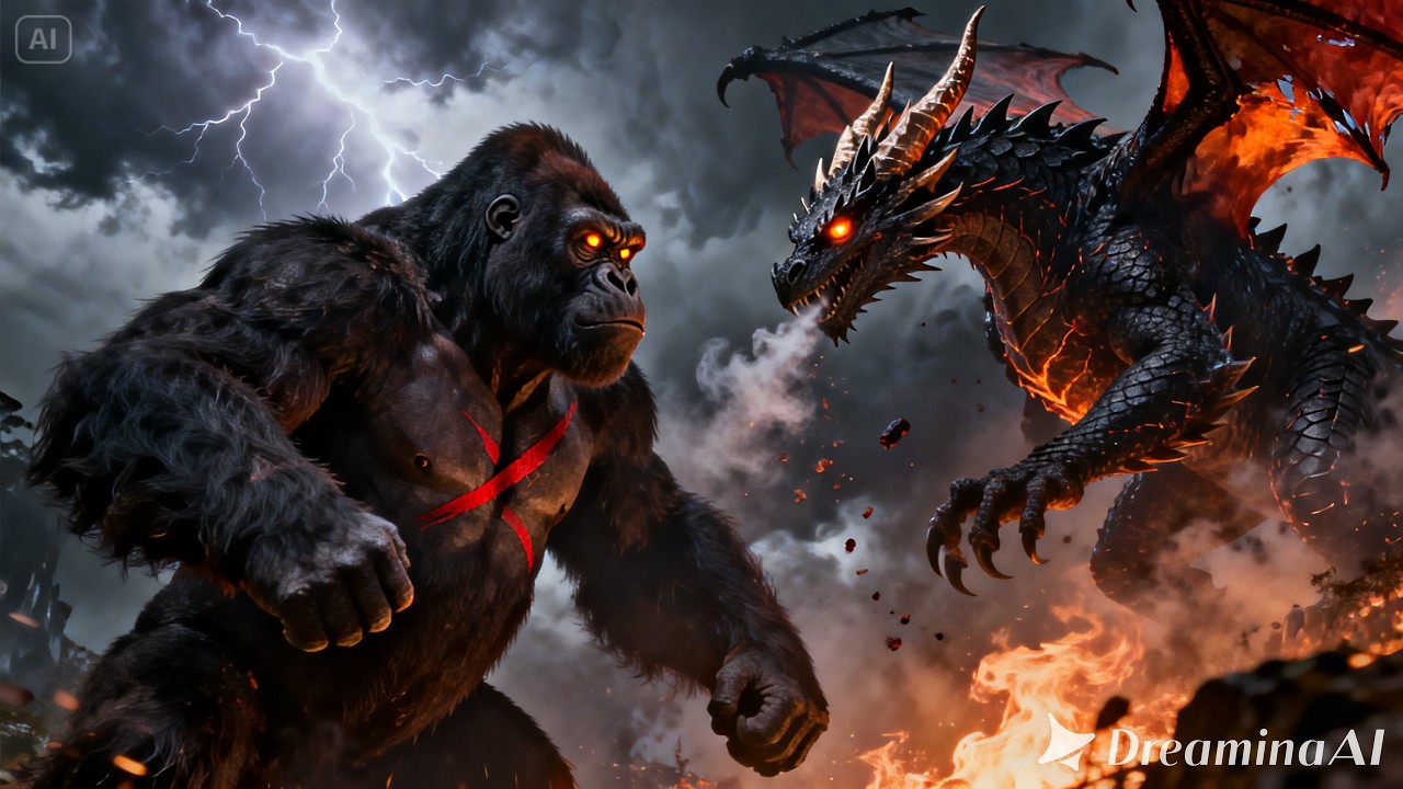 King Kong vs. Fire Dragon: The Battle in the Clouds - Epic Fight