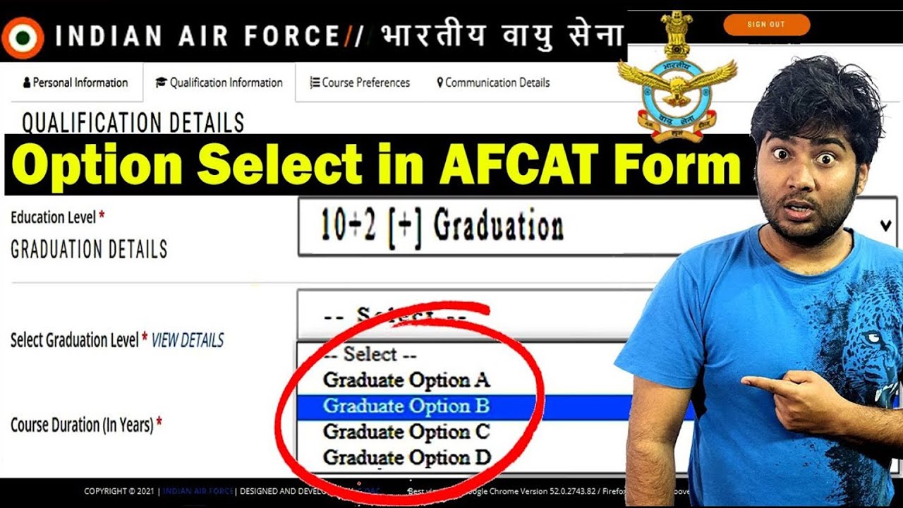 Which Option Select in Education Details in AFCAT 2024 Online Form | Graduate Appearing in AFCAT