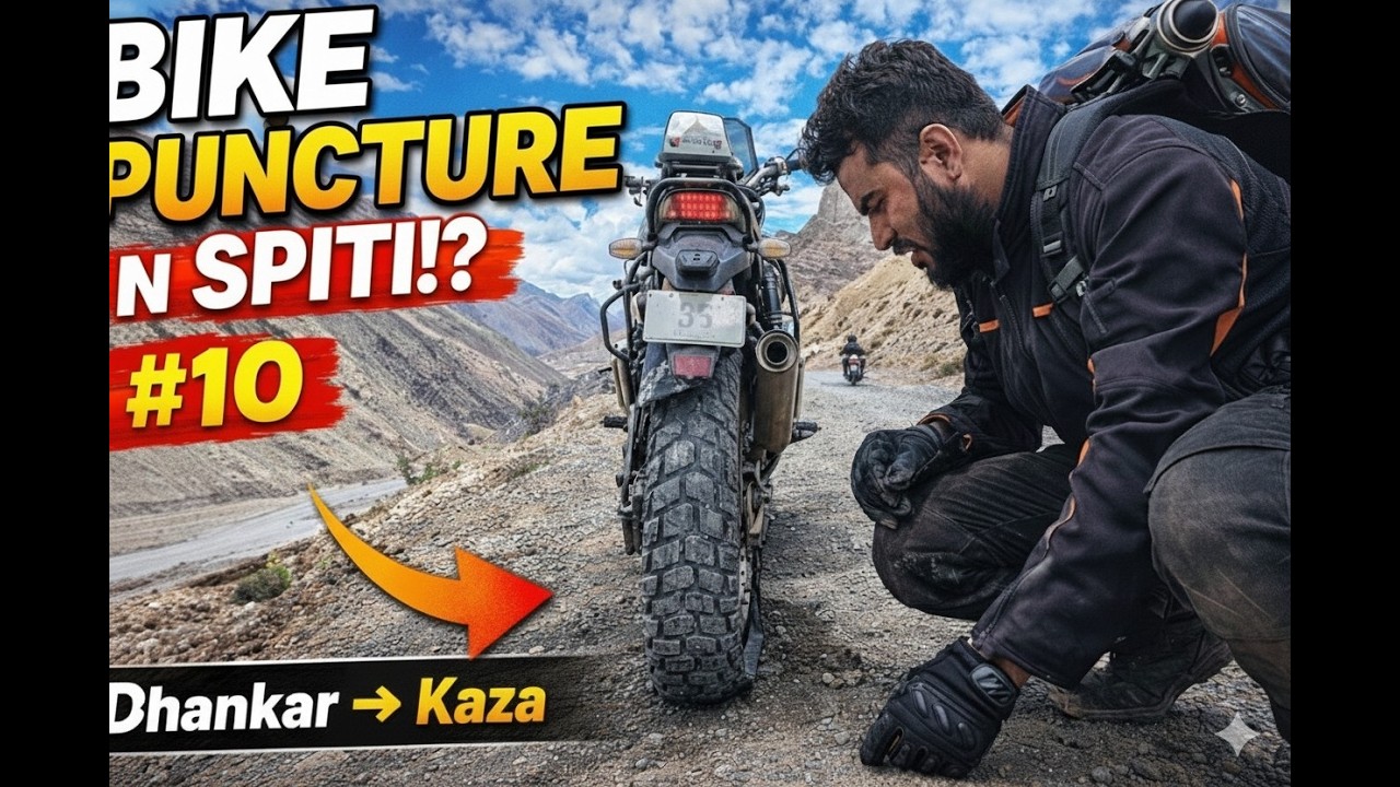 Bike Puncture Drama in Spiti! 😰 | Dhankar → Kaza | Spiti Valley Vlogs (Part 10)
