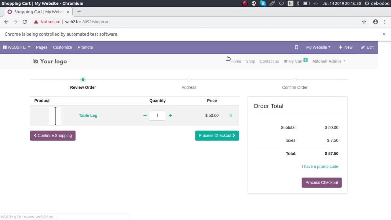 Odoo v12 Automated testing: Puppeteer