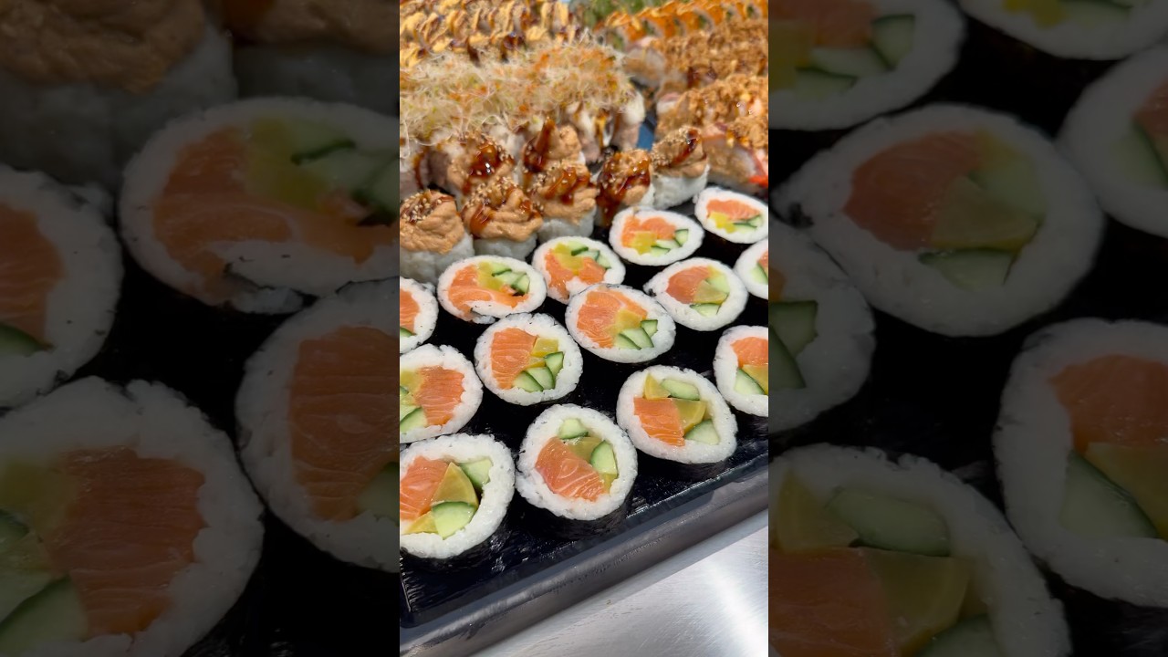 Salmon Futomaki Roll &mdash; Big Flavor Inside🔥 #sushi #salmon #food #sea #cooking #japan #fish #roll