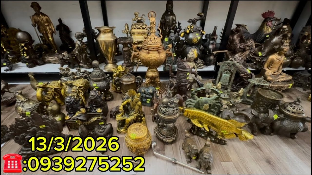 13/3/2026 em giao lưu: đỉnh lư đồng cổ Phật Bà Quan Âm siêu hiếm gặp - 2 món chuông cổ để bàn đồng