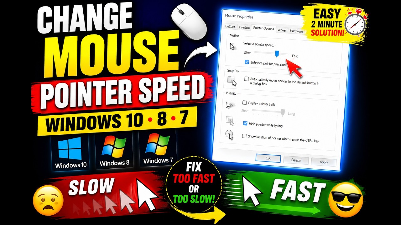 How to Change Mouse Pointer Speed in Windows 10, 8 & 7 | Increase or Decrease Mouse Speed (2026)