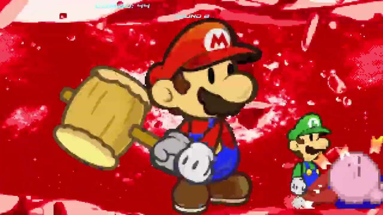 Mugen Battle - Paper Mario (Me) and Paper Luigi VS Kirby and Gooey