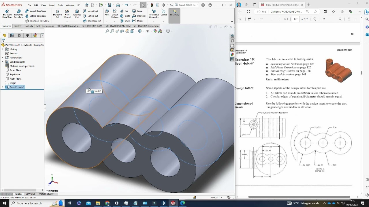 Solidworks - Exercise 16 - Tool Holder