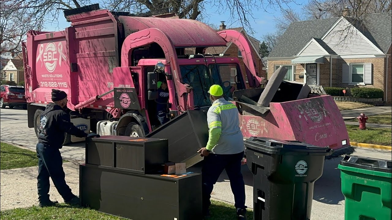 Pink Mack Curotto Garbage Truck Packing Bulk