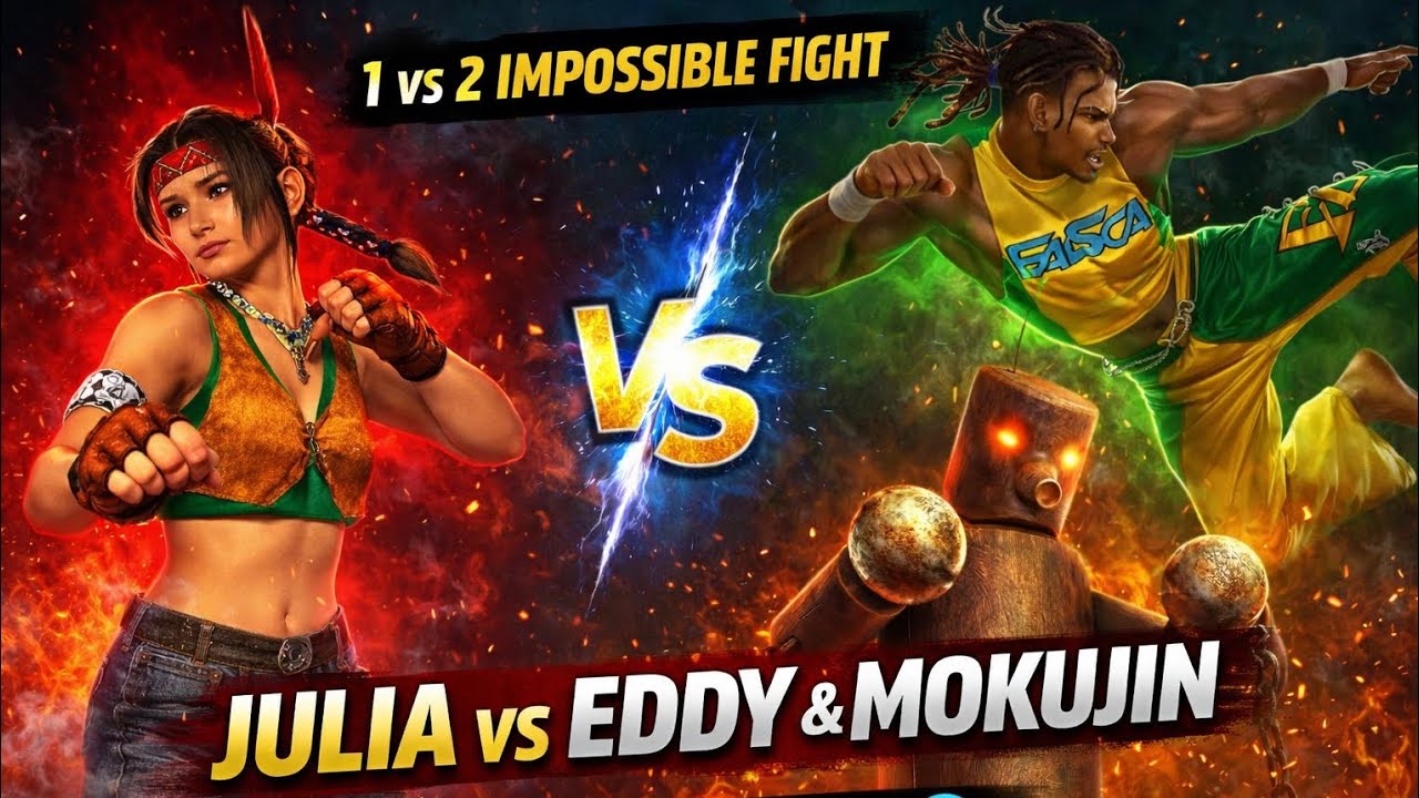 JULIA vs EDDY & MOKUJIN | Tekken 3 1vs2 Impossible Fight 😱 #tekken3 #tekken4 #playstation 