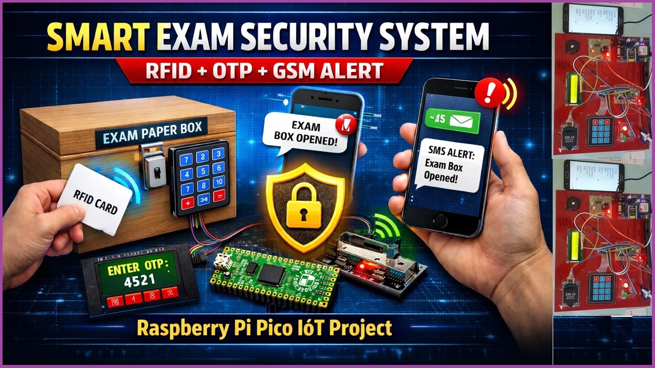 Smart Exam Paper Leakage Prevention System using RFID, OTP & SMS Alerts | Raspberry Pi Pico Project.