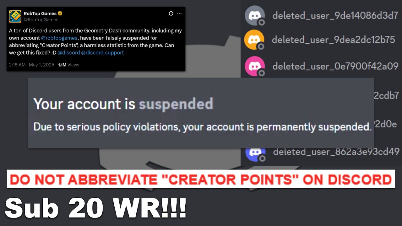 Discord Account Ban Speedrun gd% WR in 18.317s