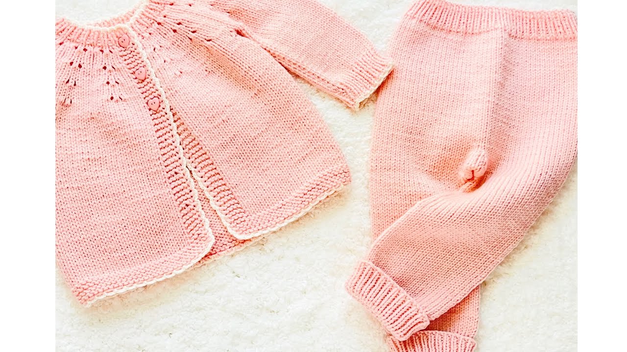 Easy knit pants for 12-18 months to match knit cardigan sweater for girls, Knitting for Baby