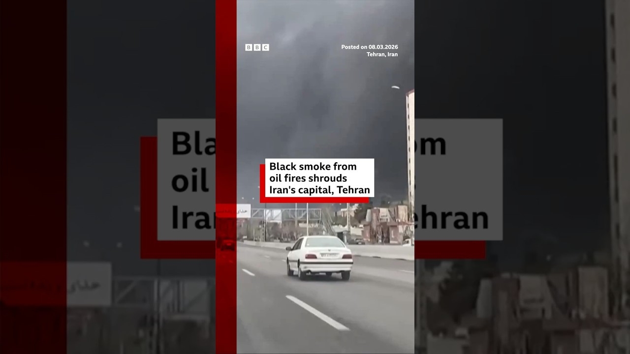 Black smoke from oil fires shrouds Iran's capital Tehran. #Iran #BBCNews