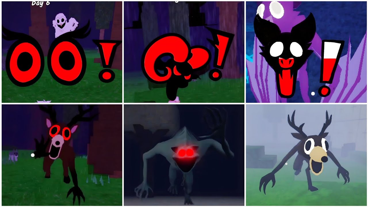 99 nights in the forest Ram vs bat vs deer vs owl jumpscares in roblox 