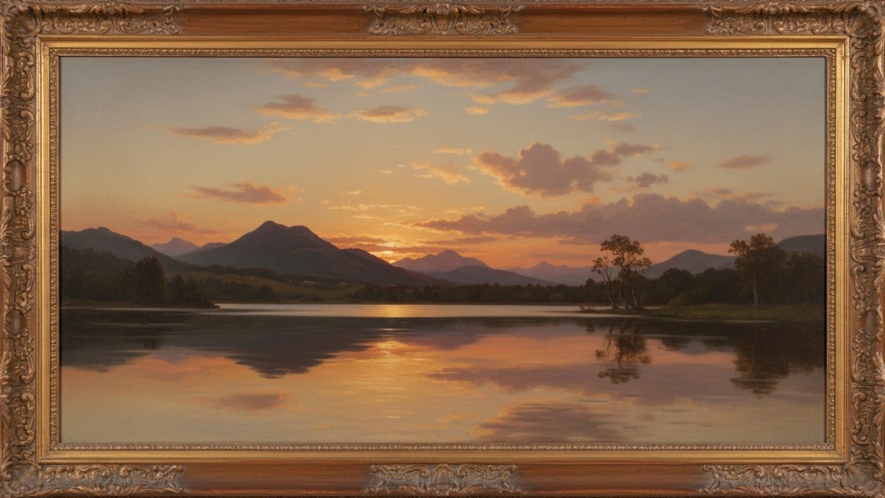 #1 Vintage Lake Sunset Frame TV Art 🌅 4K Mountain Landscape Painting | Relaxing TV Art Screensaver