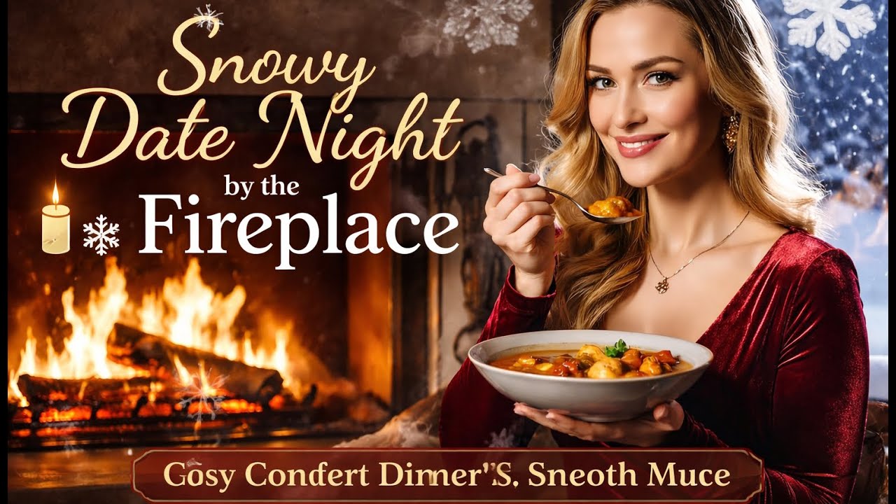 Snowy Date Night by the Fireplace ❄️ Cozy Comfort Dinner & Smooth Music
