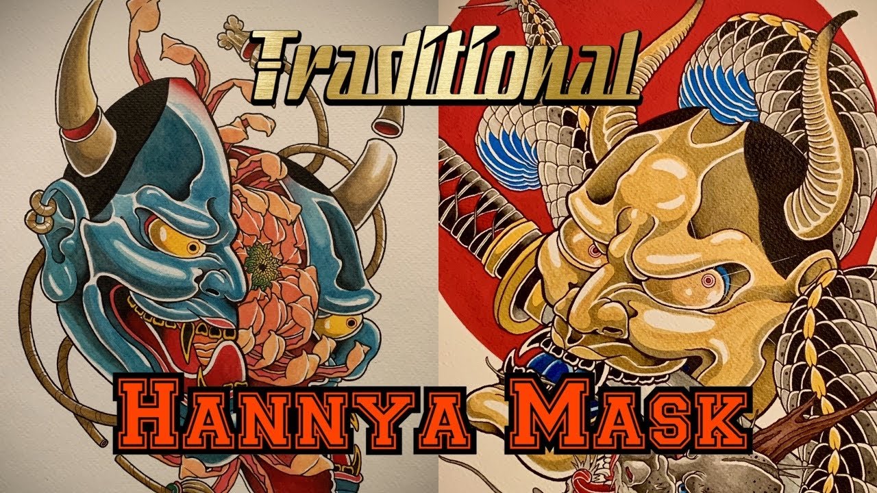 How to draw a Japanese Hannya mask (tattoo style)