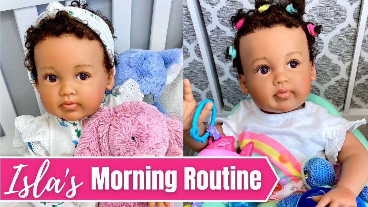 Baby Isla's Morning Routine: Feeding, Changing, New Hairstyle & Play. (Ashton Drake Doll)