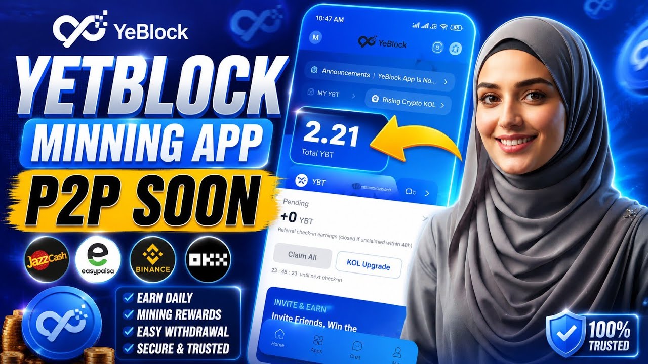 YeBlock Mining App 2026 | P2P Launch Soon | Earn Free YBT Token | Daily checkin