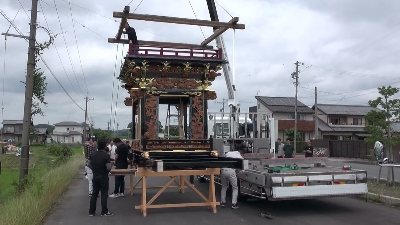 袋井市上山梨中町　政和殿　祝漆塗り完成〜匠工舎より屋台納車2023.06
