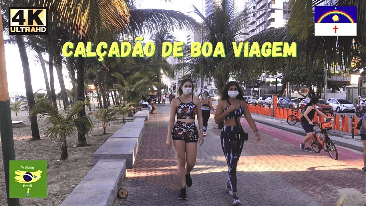Caminhando Pela Praia de Boa Viagem-Recife (Pernambuco) 4K Virtual Tour, 3&ordf; Parte. Walking in Brazil