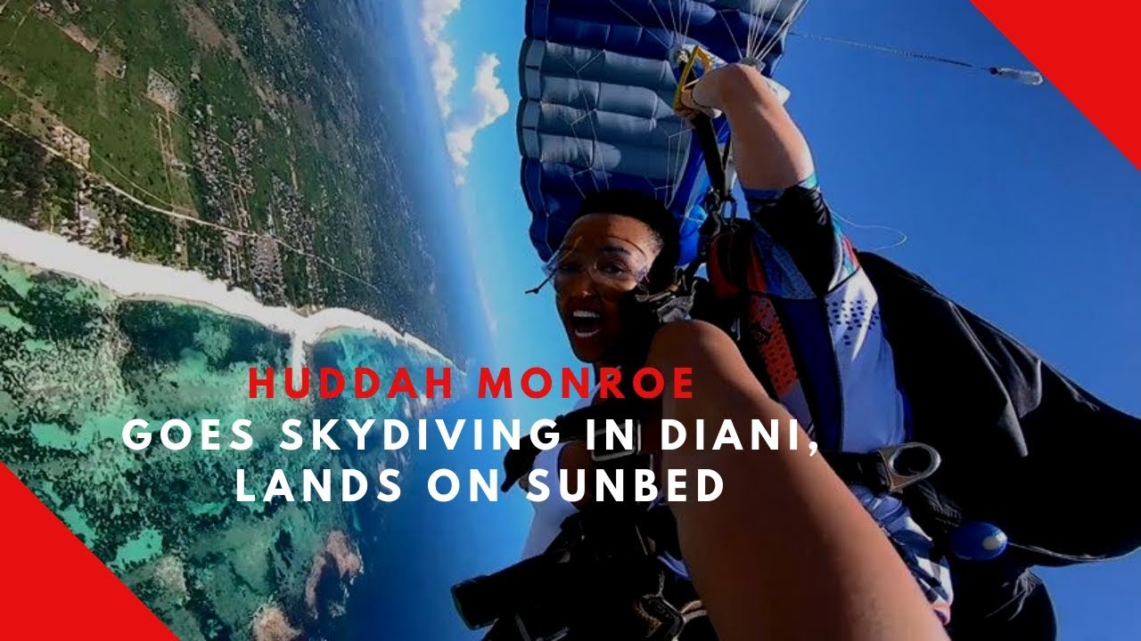 Huddah Monroe goes skydiving in Diani, lands on sunbed