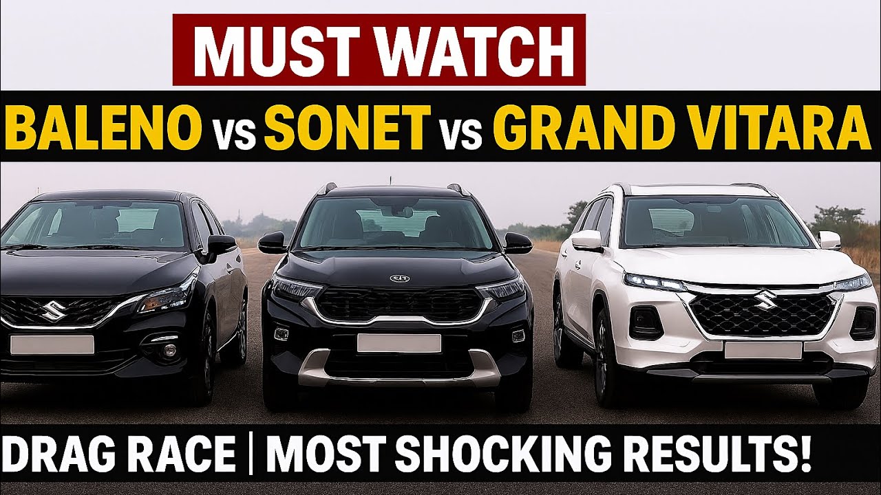 MUST WATCH: Baleno vs Sonet vs Grand Vitara – Drag Race | Most Shocking Results! #kia #marutisuzuki 