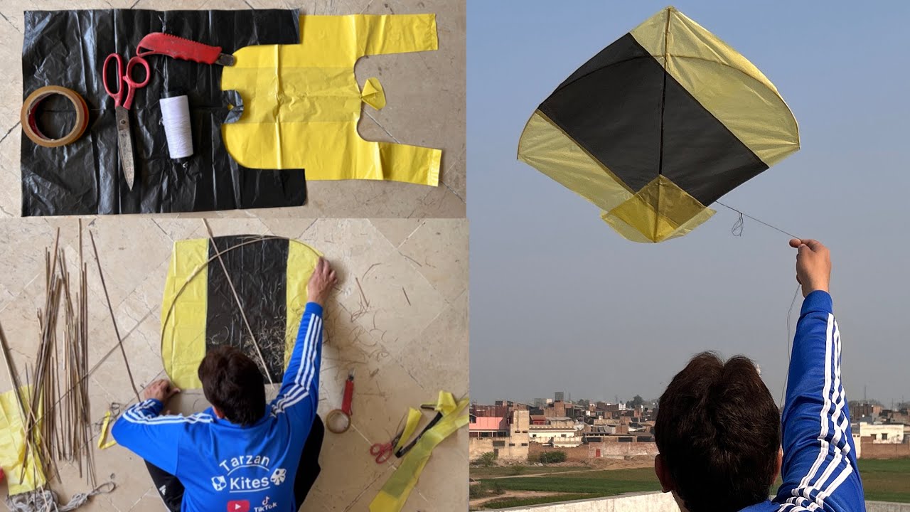 Shopper wali kite Banane ka Asan Tariqa || plastic bag kite making tutorial || kite diy crafts