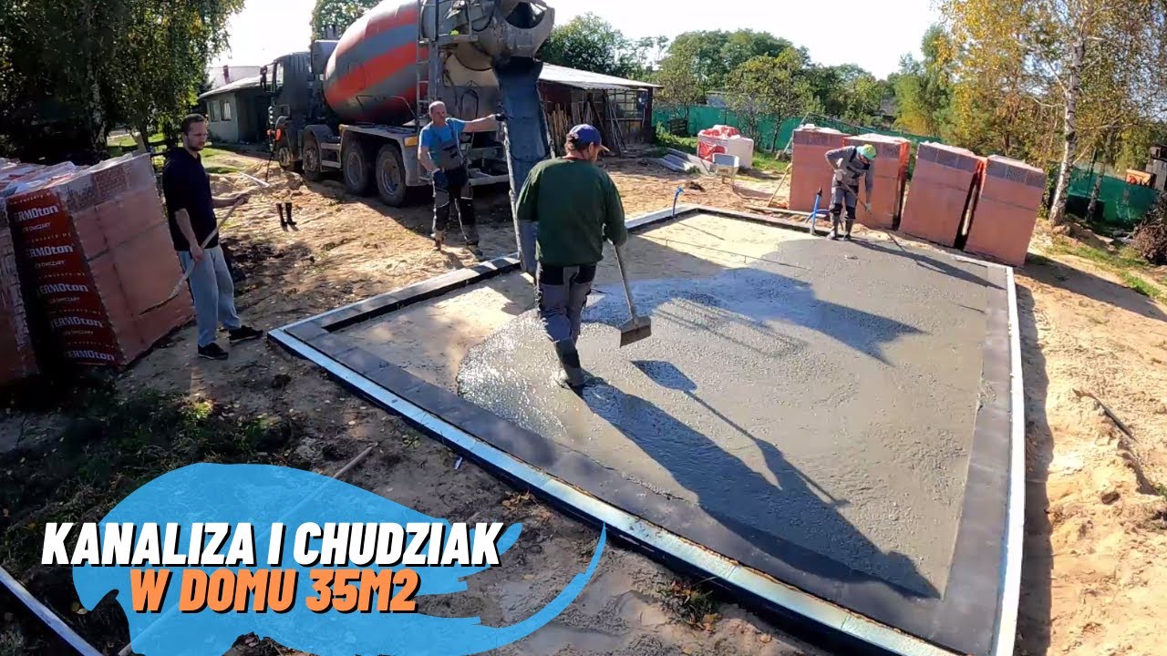 Kanalizacja i zalewanie chudziaka w domu 35m2  #Zbuduj sam dom
