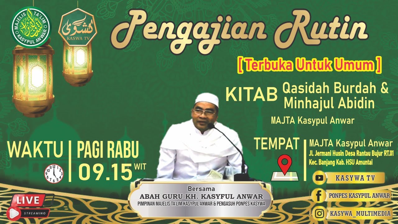🔴[LIVE] PENGAJIAN RUTIN PAGI ARBA MAJELIS  TA`LIM KASYWA 11/02/2026