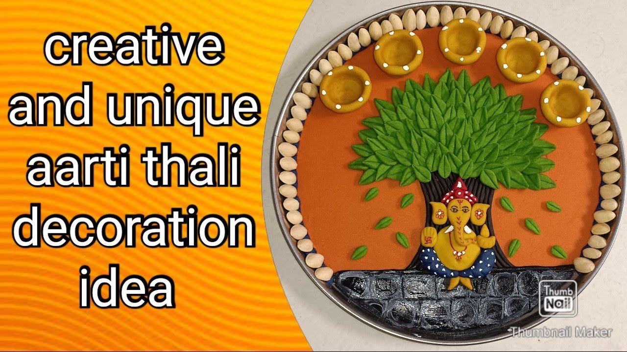 Unique and creative aarti thali decoration idea|ganpati special aarti thaliगेहूं के आटे से बनी थाली|