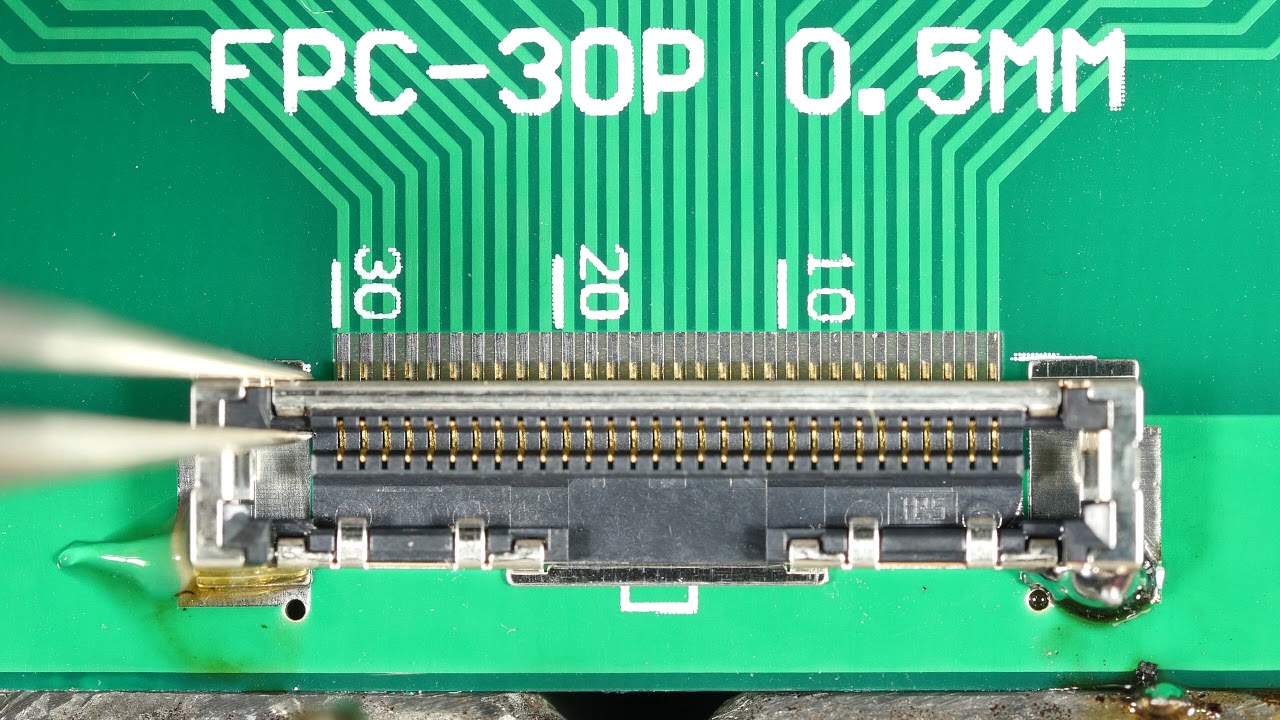 30pin 0.5mm pitch micro soldering test video. 2nd attempt, 4x speed
