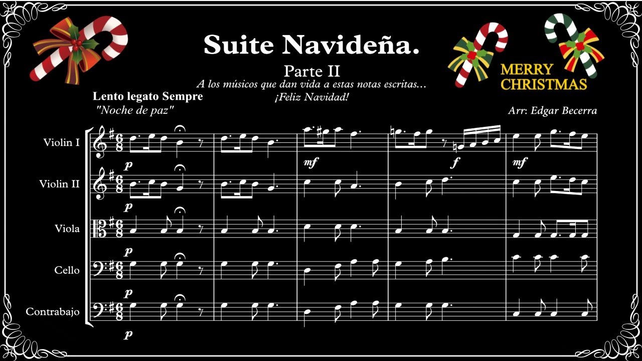 Suite Navideña Parte II  Quinteto de cuerdas Navideño! ARREGLO PARTITURA SCORE PDF