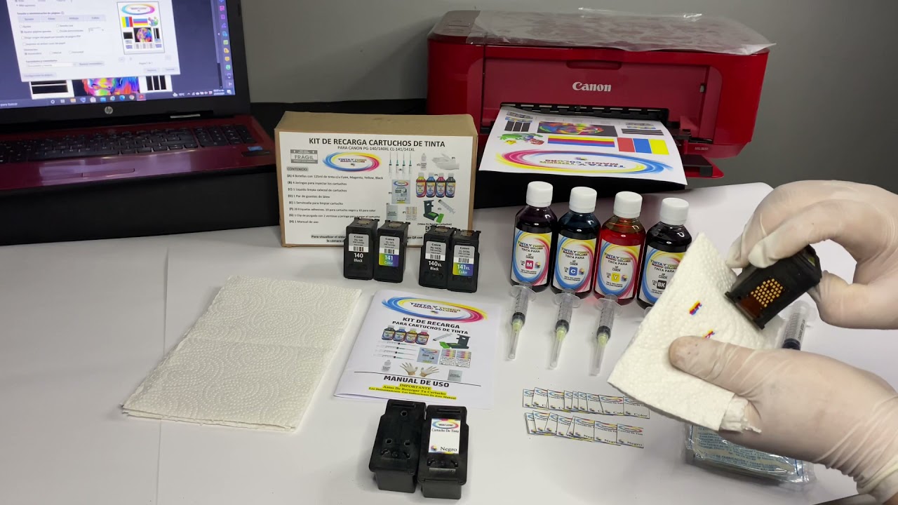 Kit De Recarga Para Cartuchos Canon Pg-140 Pg-140XL Cl-141 Cl-141XL
