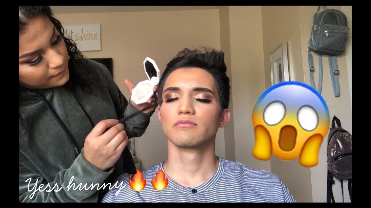 Girlfriend does boyfriends makeup challenge 😂