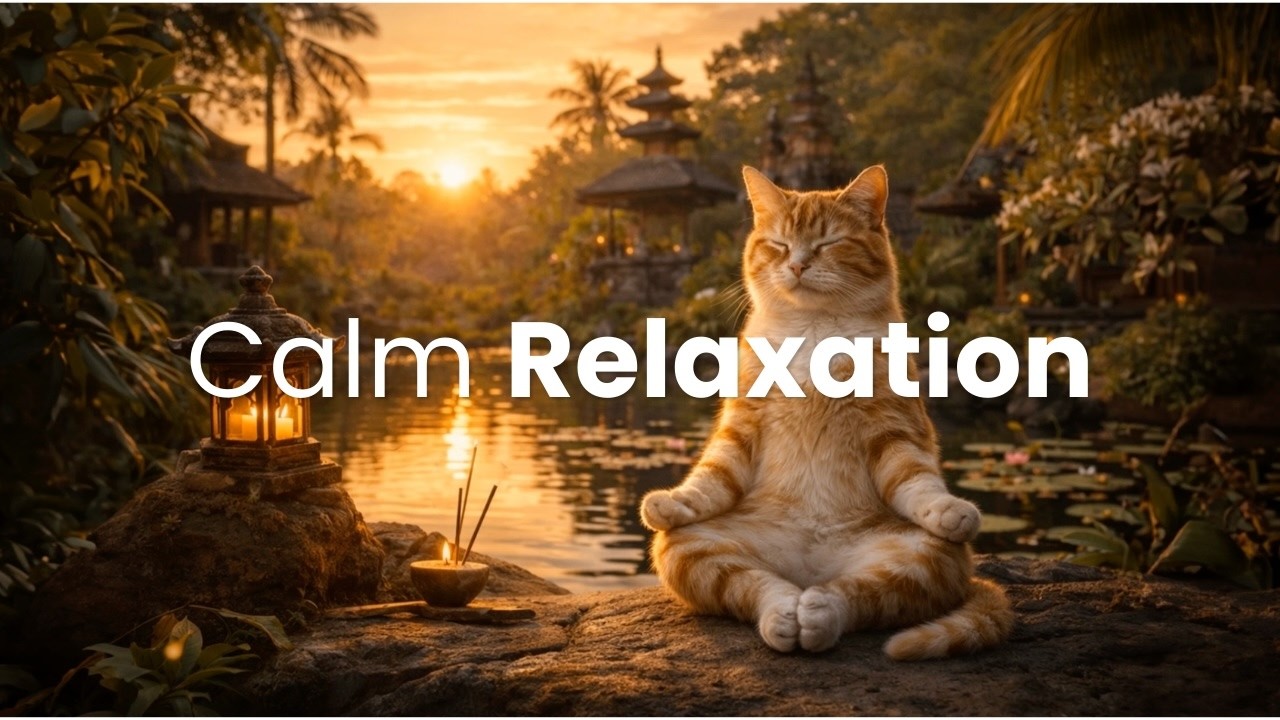 Calm Relaxation (4K) Zen Cat | Music for relaxation, mindfulness, focus and sleep.