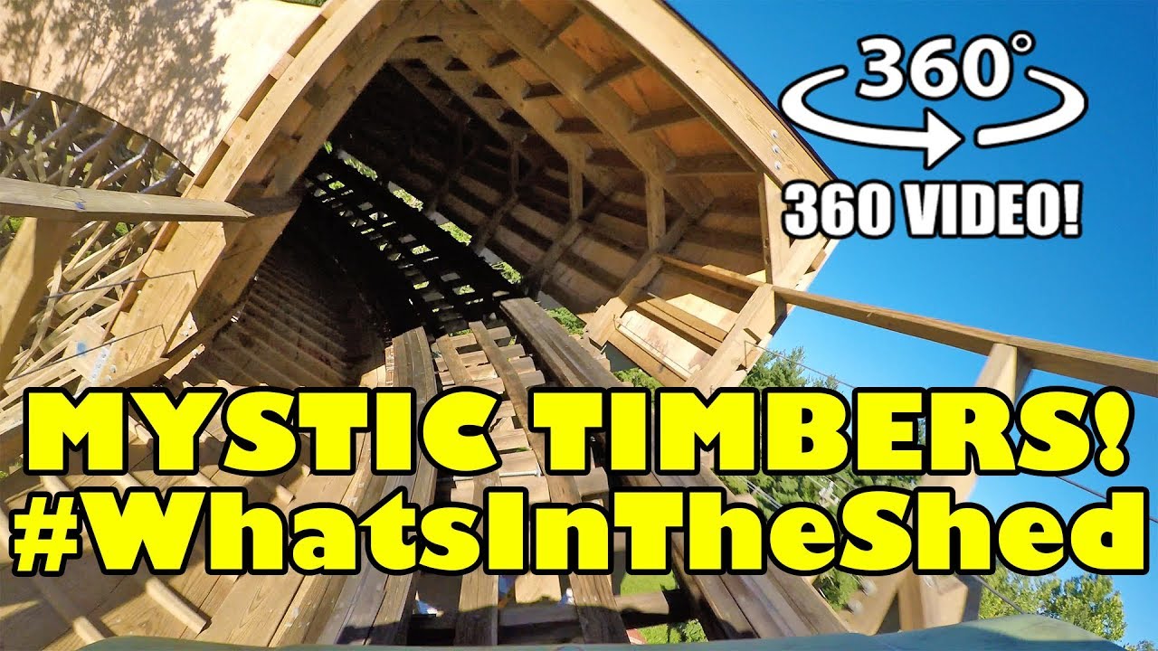 Mystic Timbers VR 360 Roller Coaster POV Shed Reveal Kings Island Ohio 2017
