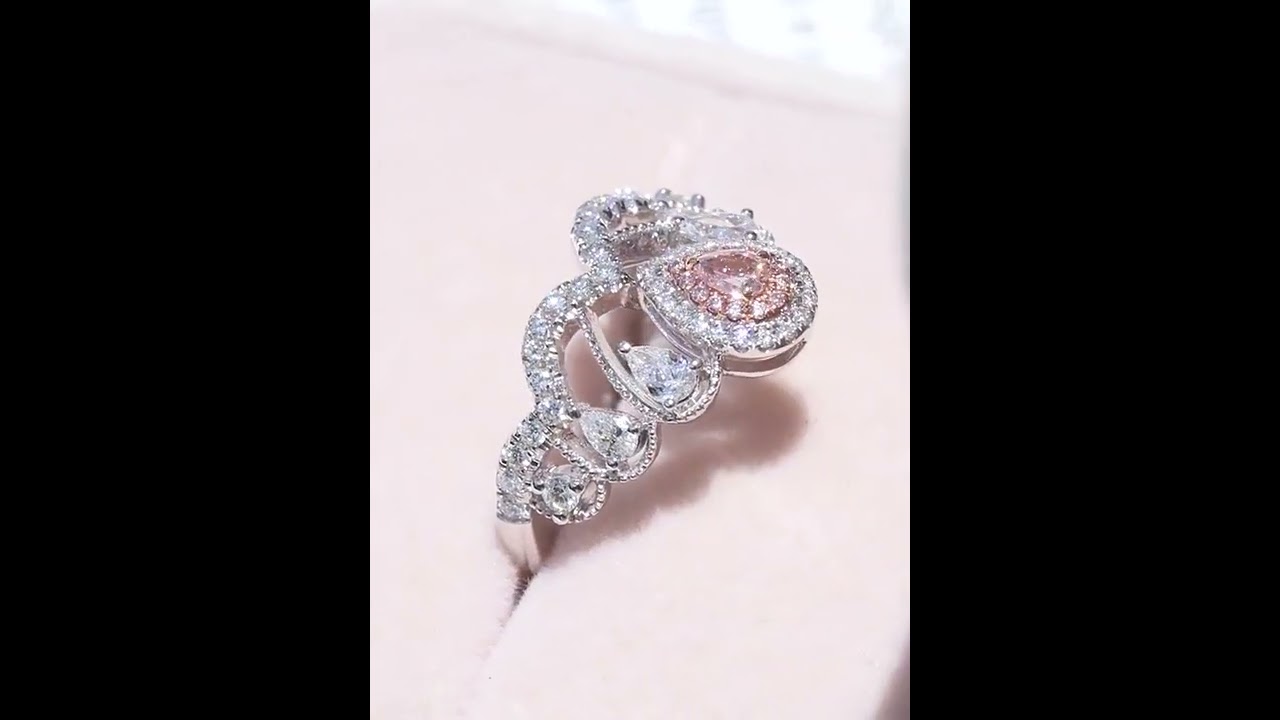 Pink Diamond Tiara Shape Statement Ring_zs778