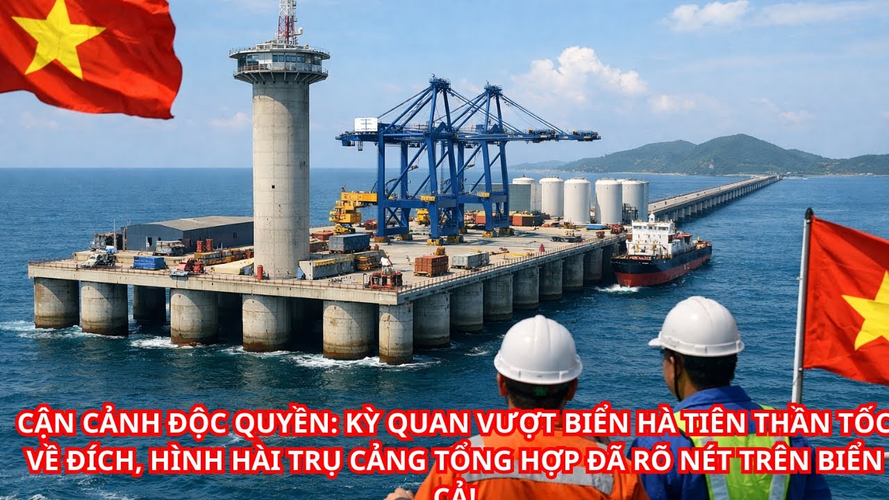 : KỲ QUAN VƯỢT BIỂN HÀ TIÊN THẦN TỐC VỀ ĐÍCH, HÌNH HÀI TRỤ CẢNG TỔNG HỢP ĐÃ RÕ NÉT TRÊN BIỂN CẢ!