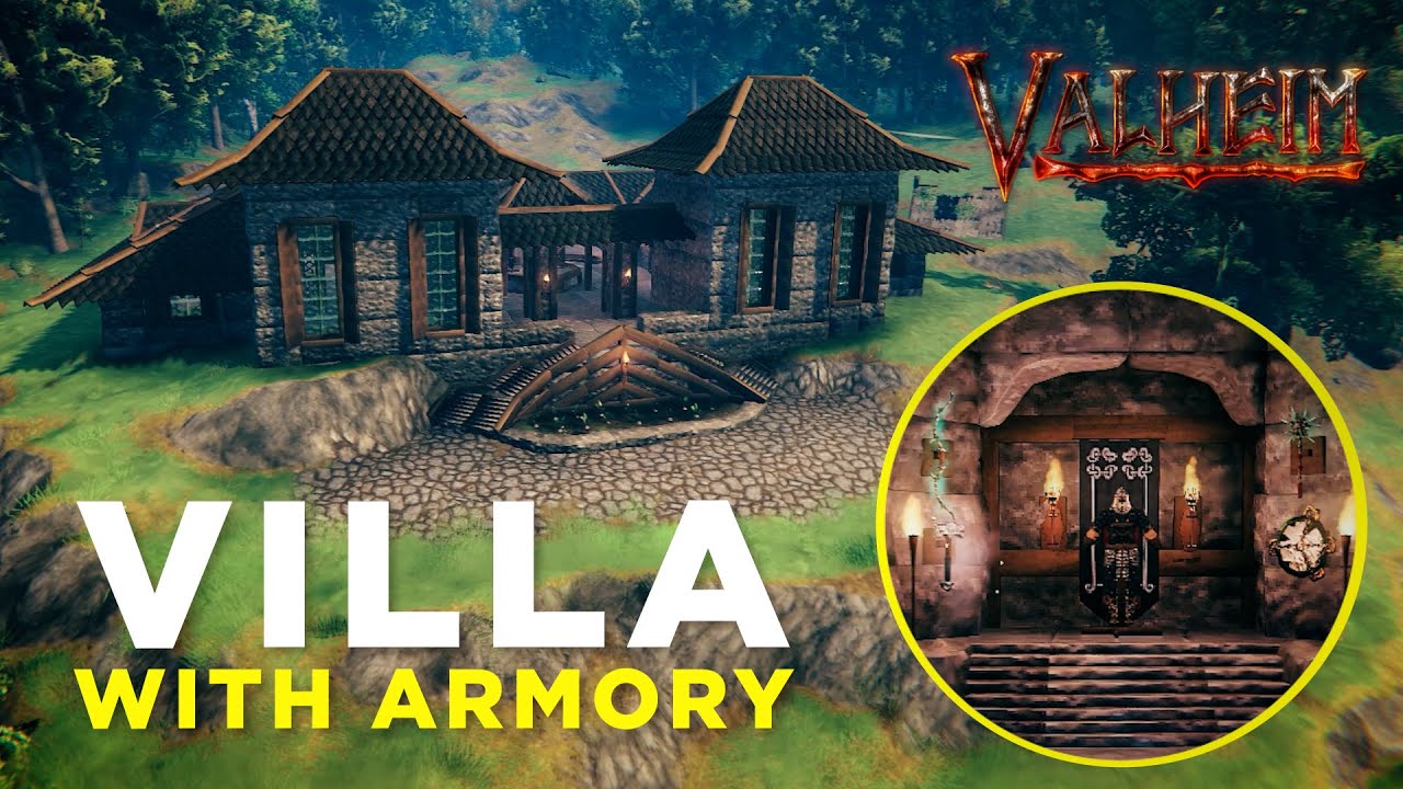 Valheim - Italian Villa with underground Armory Timelapse Build