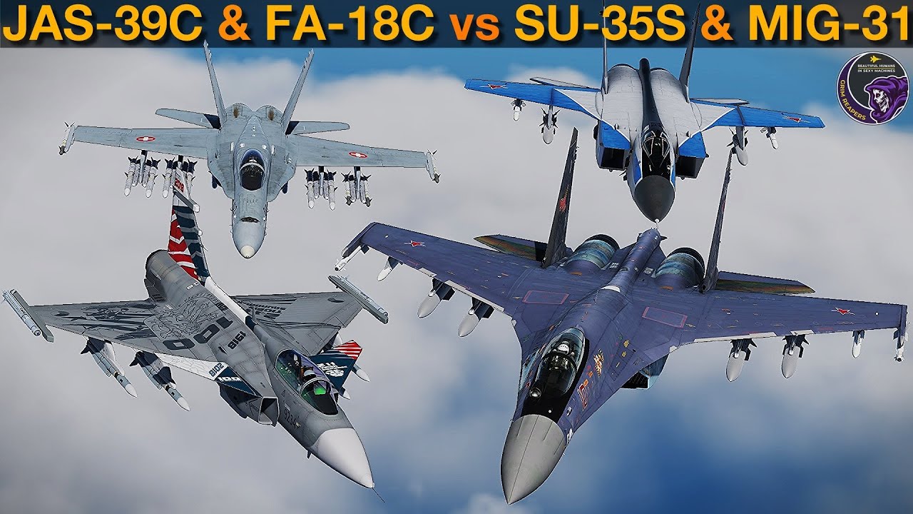 Gripen & Hornet vs Foxhound & Super Flanker: BVR Missile Fight | DCS