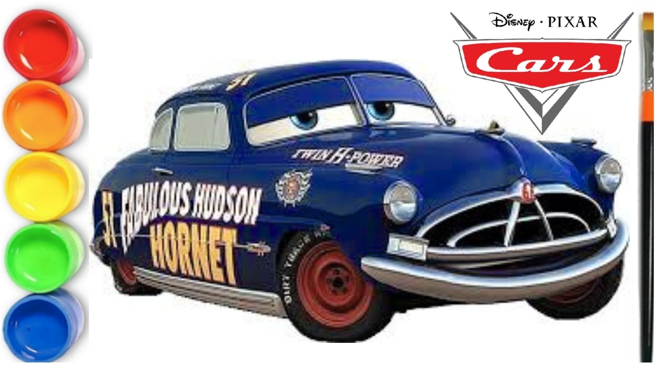How to draw and Color Doc Hudson | Disney Pixar Cars | Cars Coloring Pages