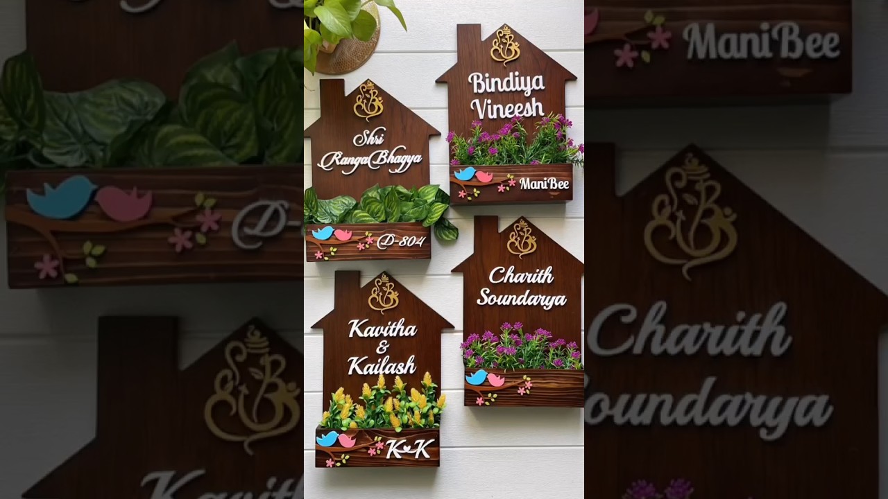 DIY Storage box name plates for door | Name door plates with plant storage #diy #shorts