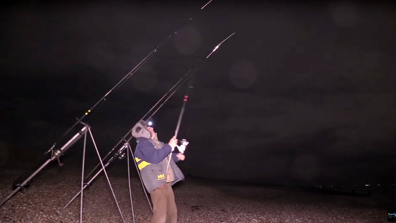 Early Winter Storm Beach Fishing at Night