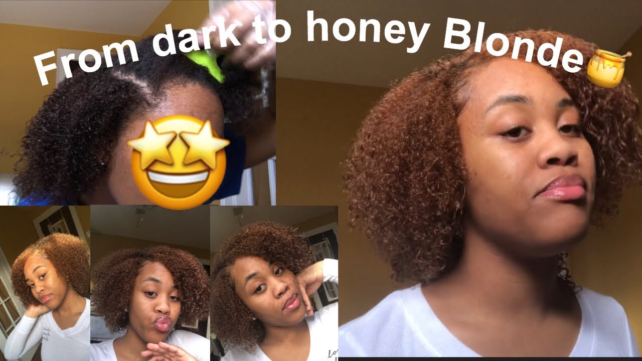 DYING MY NATURAL HAIR!!! FROM DARK TO HONEY BLONDE! (No bleach) |creme of Nature|