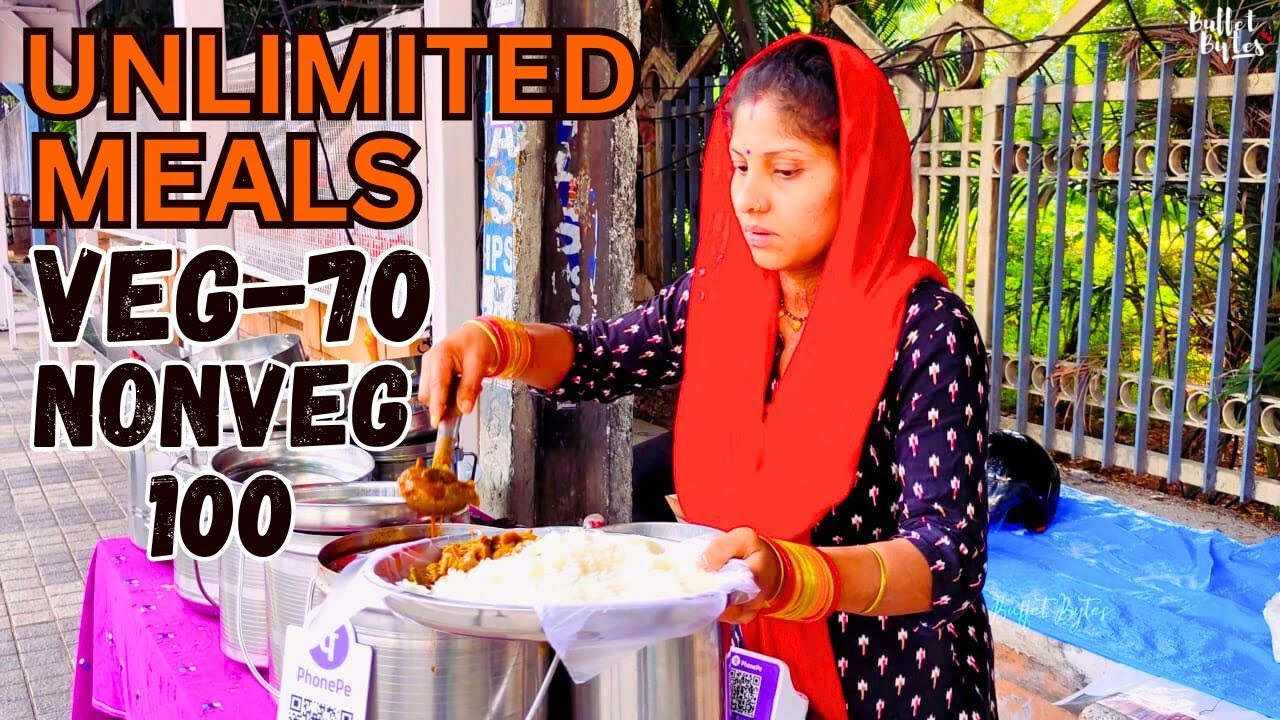 Cheapest RoadSide Unlimited Meals | Indian Street Food | Street Food | Hyderabad Street Food |