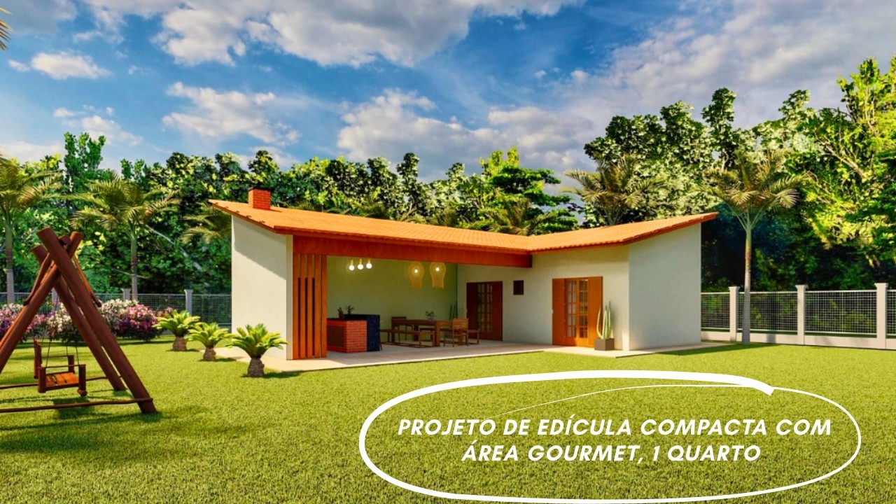Projeto de edícula compacta com área de lazer 1 Quarto