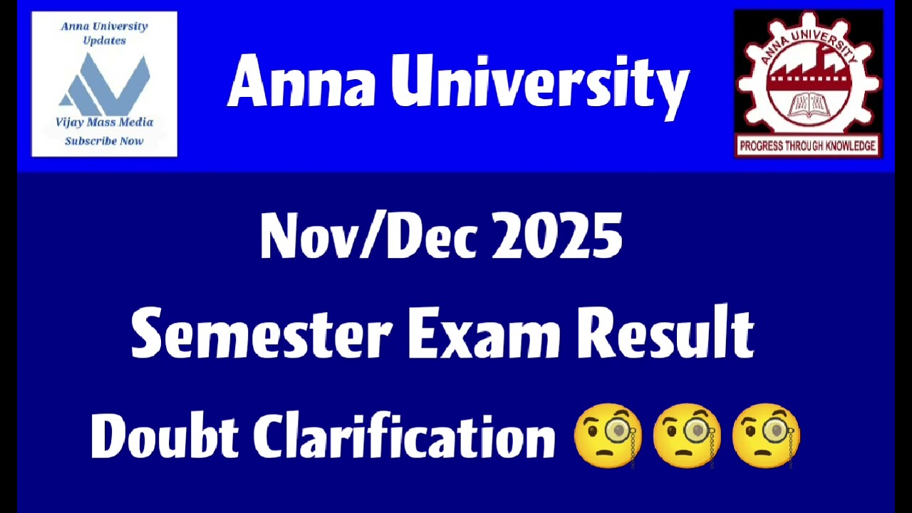 Anna University Nov/Dec 2025 Semester Exam Result Doubt Clarification Latest News Tamil 💯💯💯