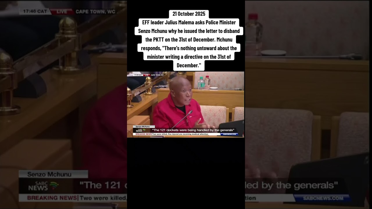 Julius Malema asked Senzo Mchunu why he issued the letter of PKTT disbandment on 31st December