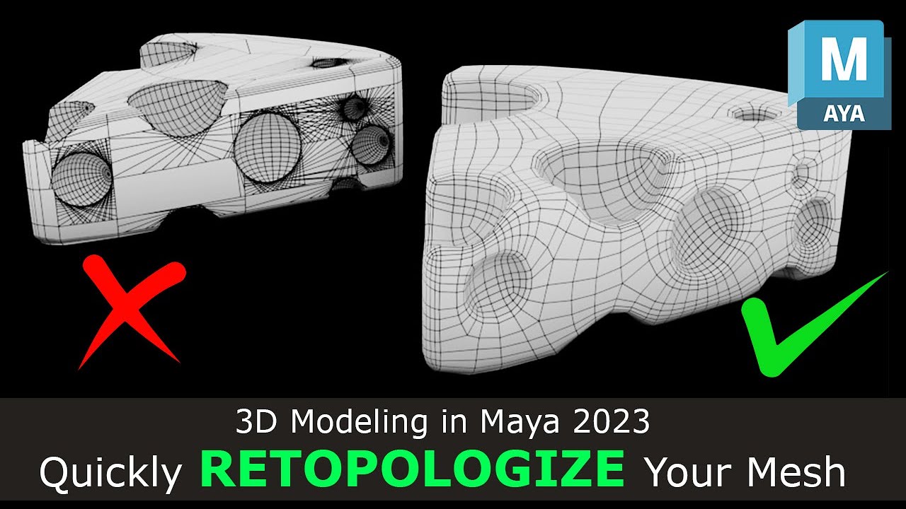 Быстрая ретопология булевых значений в Maya 2023